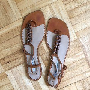 Manolo Blahnik Suede Sandal Flats with Chain